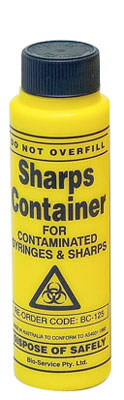 125ml Round Sharps Container Yellow with Screw Cap