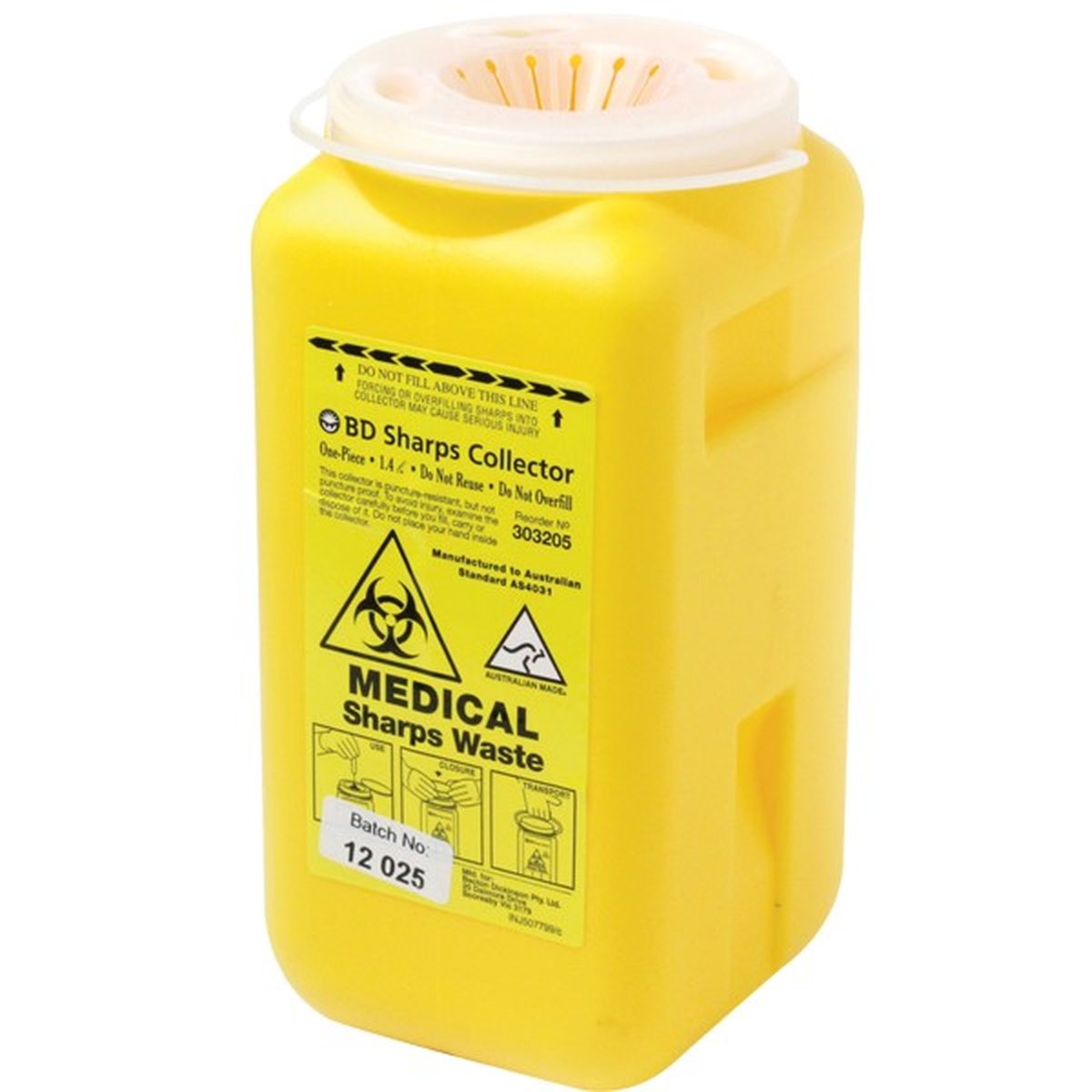 1.4L BD Sharps Collector with Clip Lid