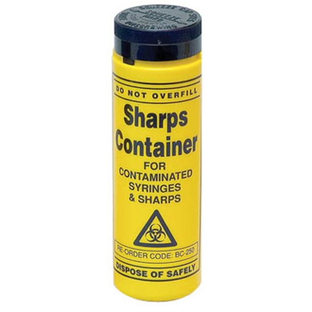 250ml Round Sharps Container Yellow with Screw Cap