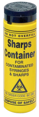 250ml Round Sharps Container Yellow with Screw Cap