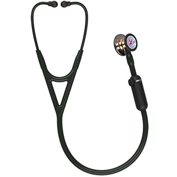 3M Littmann CORE Digital Stethoscope All Black with High Polish Rainbow Chestpiece