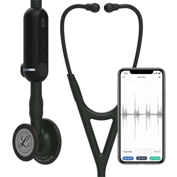 3M Littmann CORE Digital Stethoscope Black Tube, Black Chestpiece, Headset & Stem