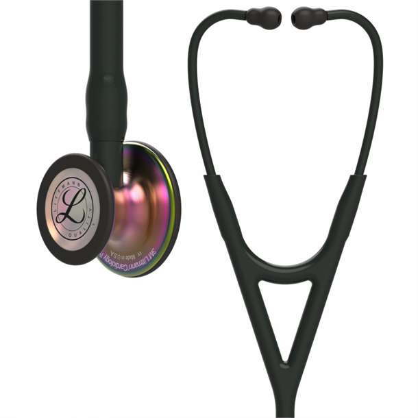 3M Littmann Cardiology IV Stethoscope Black Tube, Rainbow Chestpiece, Black Headset & Stem