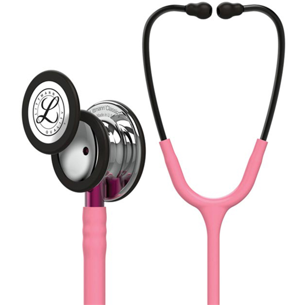3M Littmann Classic III Stethoscope Pearl Pink Tube, Mirror Chestpiece, Smoke Headset & Pink Stem
