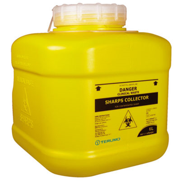 6L Sharps Container Yellow with Screw Lid (Terumo)