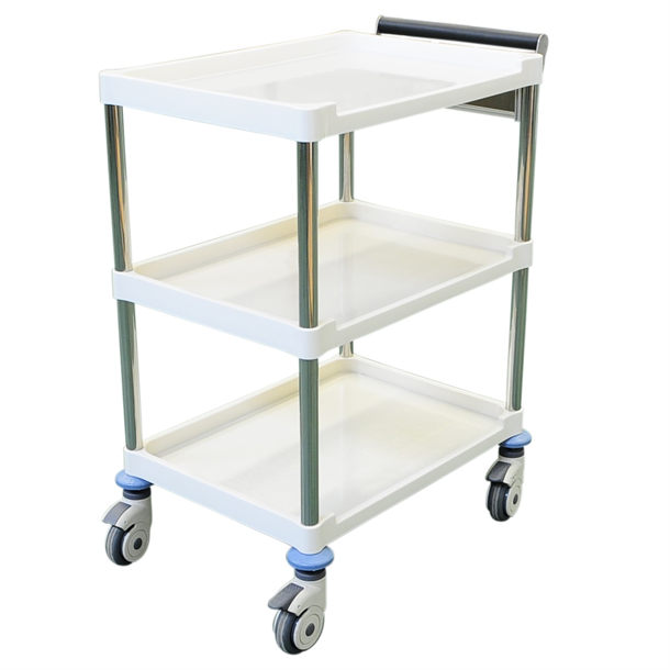 ABS Instrument Trolley with Push Handle & 3 Shelves,65 x 48 x 90cm