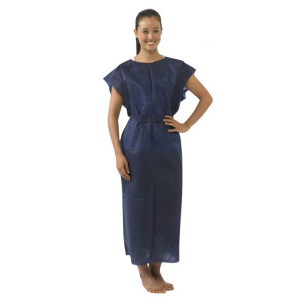 Aaxis Patient Modesty Gowns Sleeveless Navy Blue - Medium. Carton of 100
