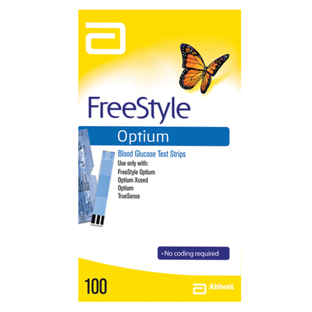 Abbott Optium Freestyle Glucose Strips. Pack of 100