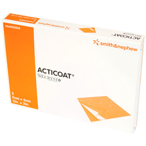 Acticoat 3 Day Wound Dressing with Silver 5cm x 5cm. Box of 5