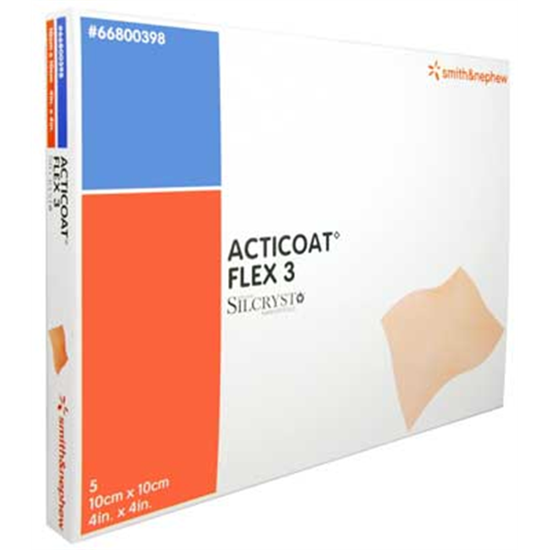 Acticoat Flex 3 Silver Dressing 10cm x 10cm. Pack of 12