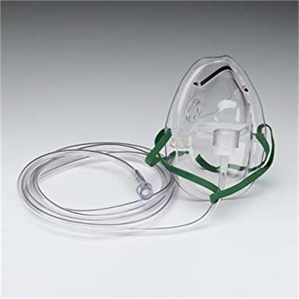 Adult Oxygen Mask Elongated Style - Medium Oxygen Concentration with 2.1m Supply Tubing
