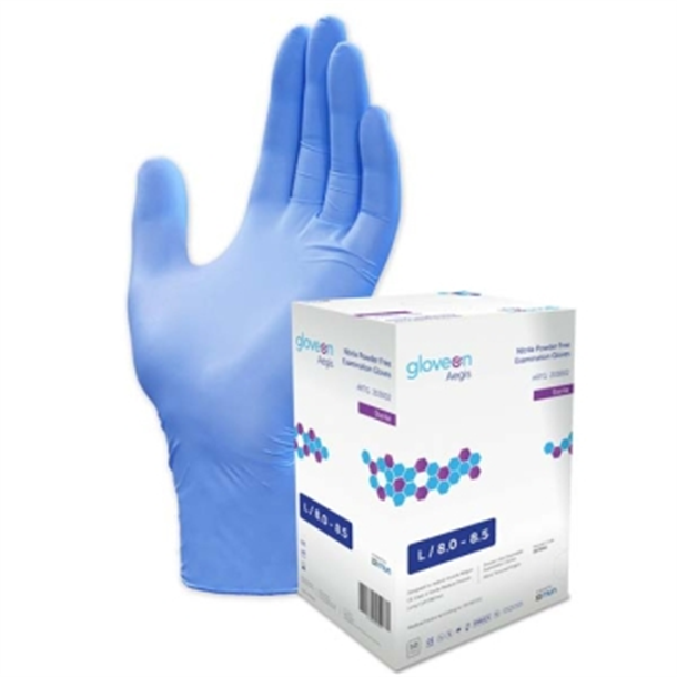 Aegis Sterile Nitrile Exam Gloves Powder Free.Box of 50 Pairs. Large