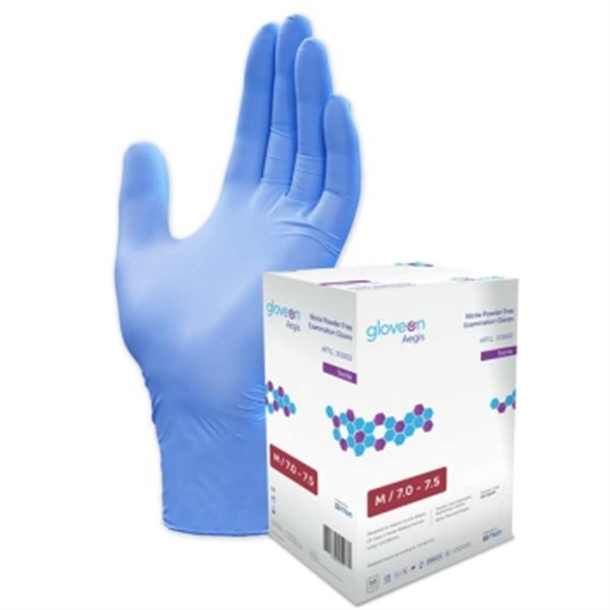 Aegis Sterile Nitrile Exam Gloves Powder Free.Box of 50 Pairs. Medium