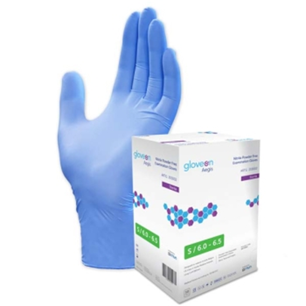 Aegis Sterile Nitrile Exam Gloves Powder Free.Box of 50 Pairs. Small