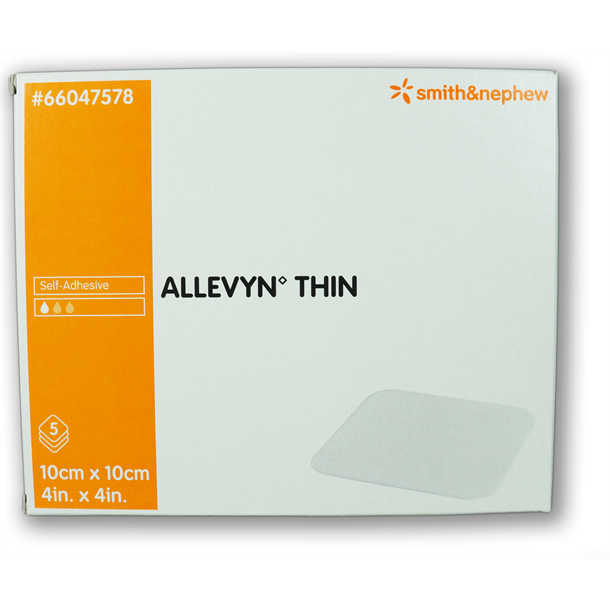 Allevyn Thin Adhesive 10cm x 10cm. Box of 5