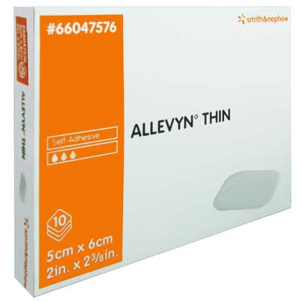 Allevyn Thin Adhesive 5cm x 6cm. Box of 10