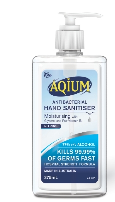 Aqium Antibacterial Hand Sanitiser 375ml Pump Pack