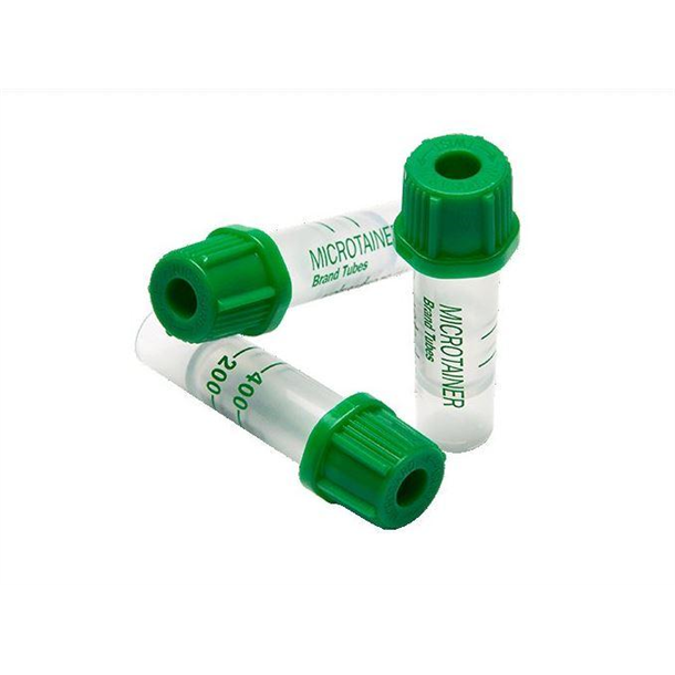 BD Microtainer Lithium Heparin Tube 200-400 ul (Green) with Microgard Closure Pack of 50