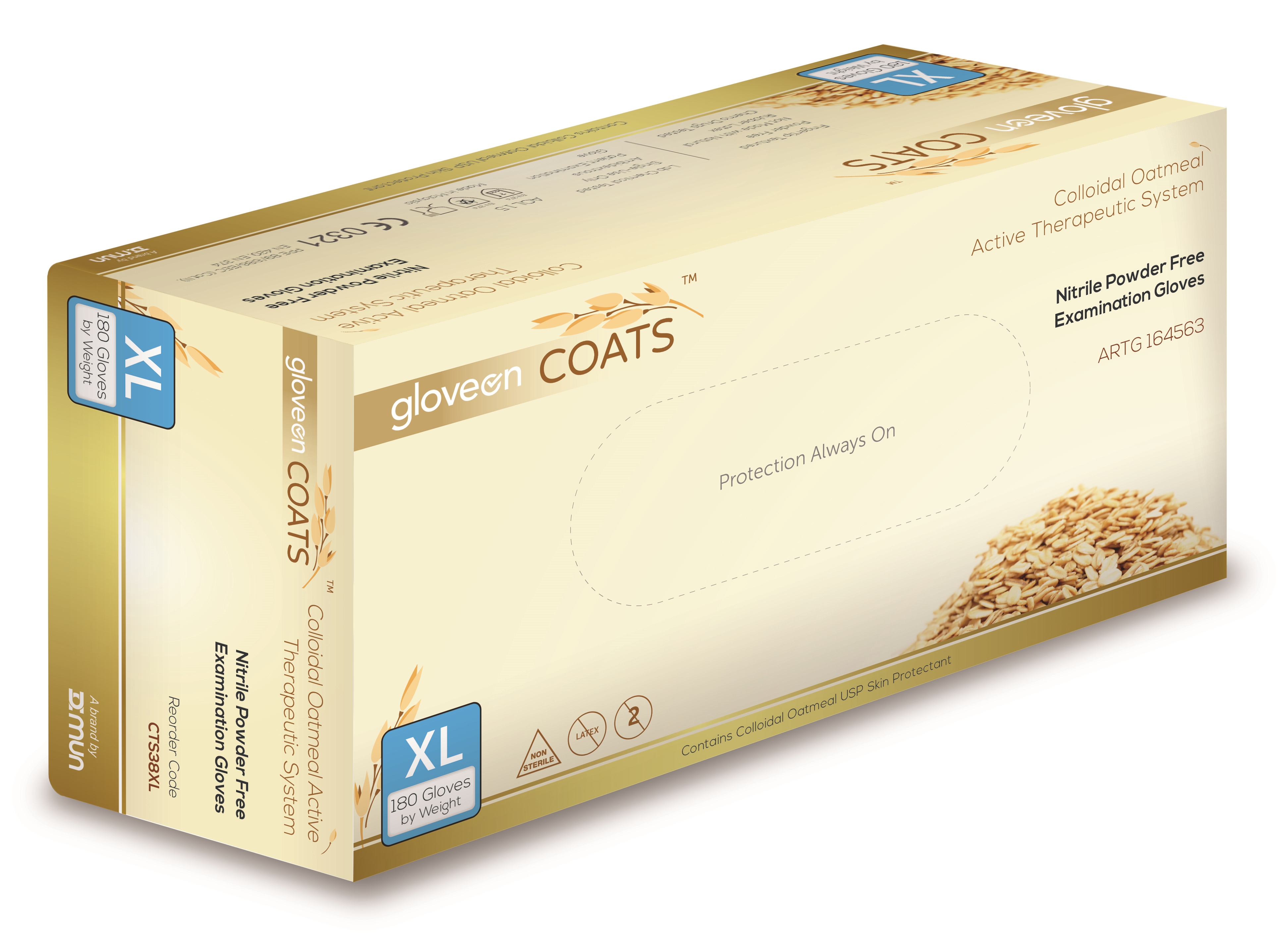 COATS Nitrile Exam Gloves X-Large Powder Free.Blue. Box of 180