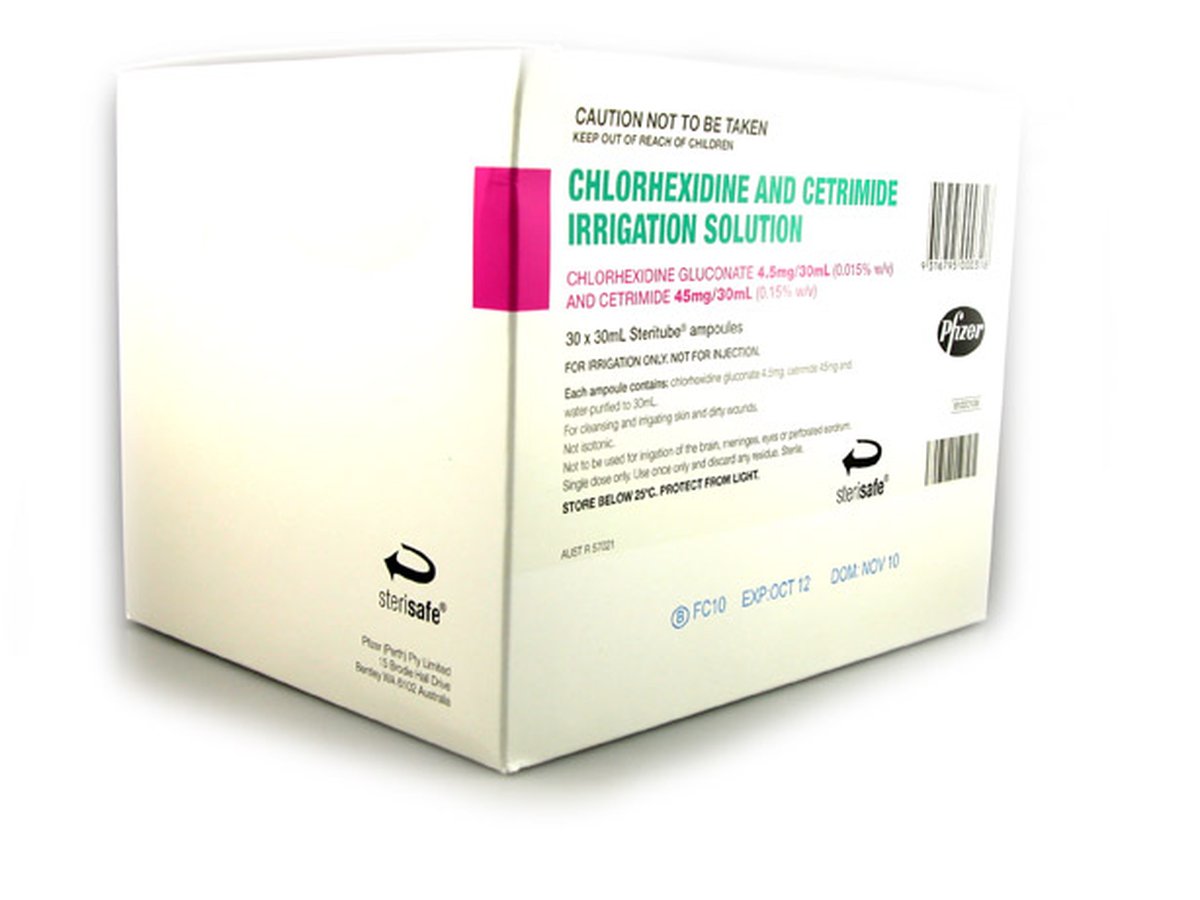 Chlorhexidine 0.015% with Cetrimide 30 x 30ml Steritube (Yellow)