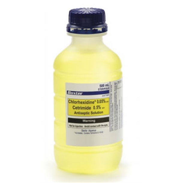 Chlorhexidine Acetate .05% & 0.5% Cetrimide 500ml Per Bottle (Yellow)