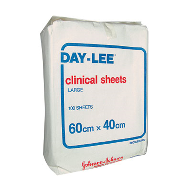 Clinical Sheet Large 60cm x 40cm Disposable. Pack of 100