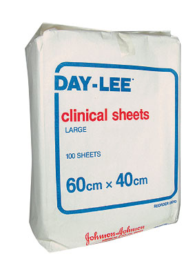 Clinical Sheet Large 60cm x 40cm Disposable. Pack of 100