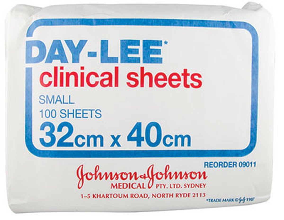 Clinical Sheet Small 32cm x 40cm Disposable. Pack of 100