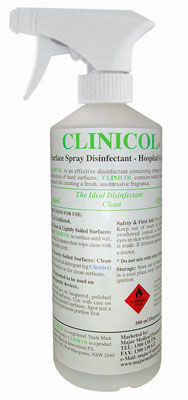 Clinicol Surface Spray Disinfectant 500ml with Spray Pump. Carton of 6