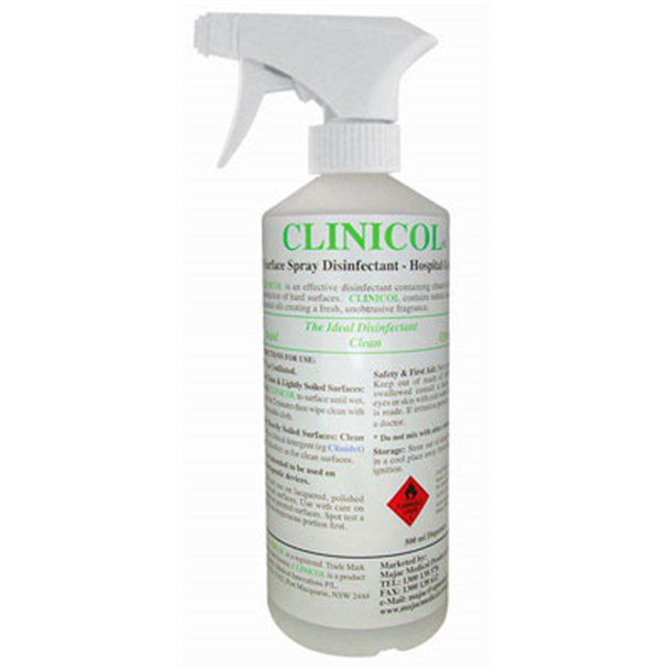 Clinicol Surface Spray Disinfectant Hospital Grade 500ml with Spray Pump. Carton of 6