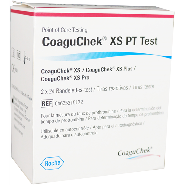 CoaguChek XS PT Test Strip Box of 48 (Two Bottles of 24)