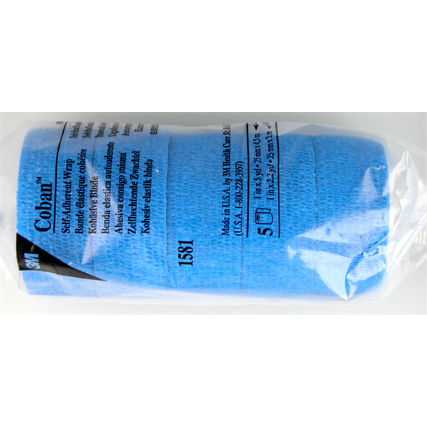 Coban Cohesive Bandage 25mm x 2m - Blue. Pack of 30