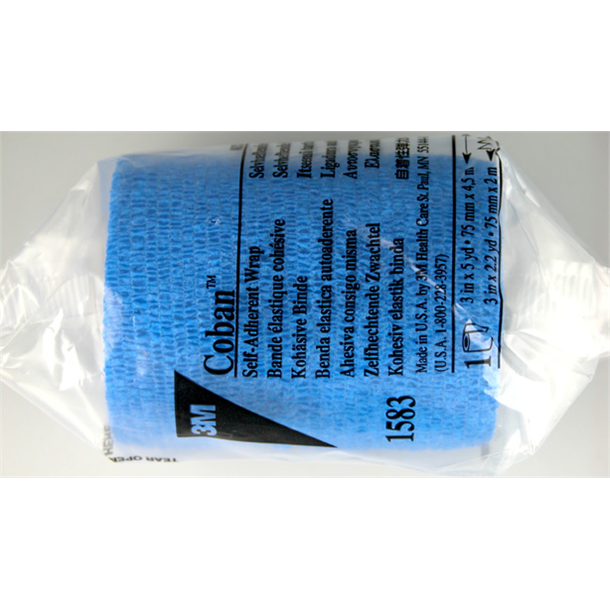 Coban Cohesive Bandage 75mm x 2m - Blue. Pack of 24