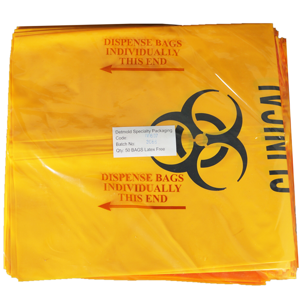 Contaminated Waste Bags, Pack of 50