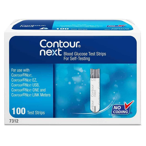 Contour Next Blood Glucose Test Strips. Box of 100