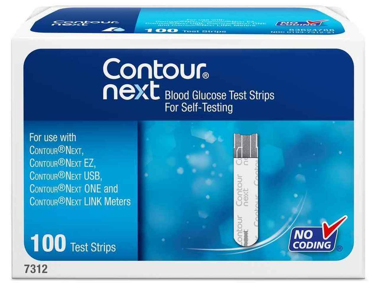 Contour Next Blood Glucose Test Strips. Box of 100