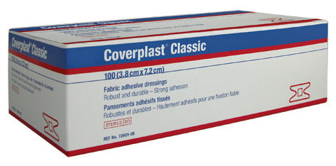 Coverplast Classic Anchor Fabric Knuckle Dressings 7.2cm x 3.8cm. Sterile Box of 100