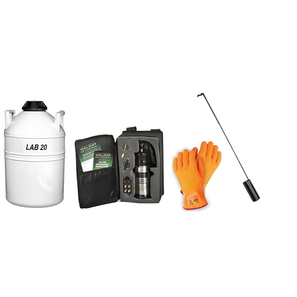 Cryotherapy Package. Includes Walmay Flask, 20L Dewar, Ladle, Rod and Gloves
