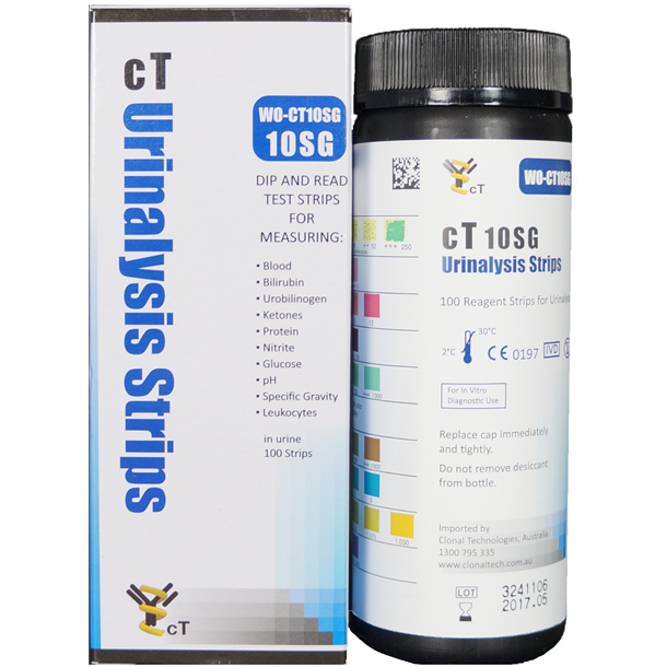  cT Urinalysis Reagent Strips 10SG. Pack of 100