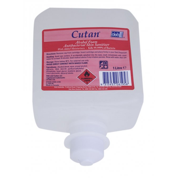 Cutan Alcohol Foam Hand Sanitiser 1L Refill for Wall Dispenser (DG)