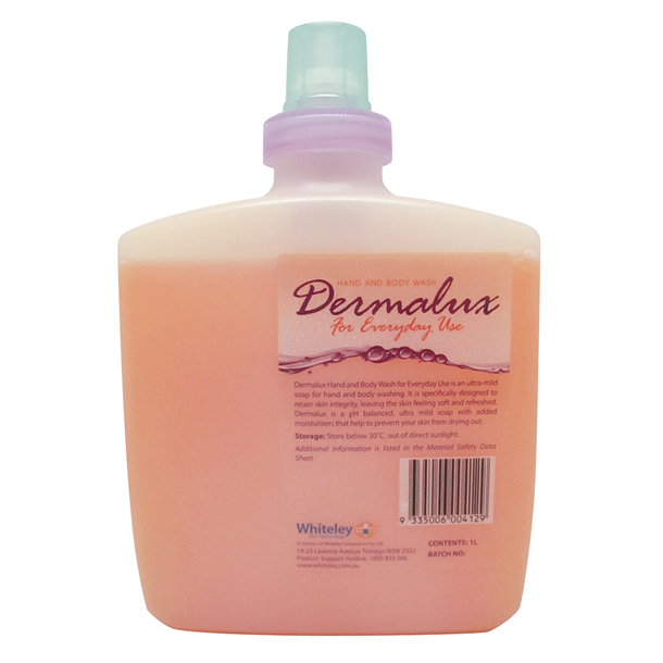 Dermalux Everyday Hand & Body Wash Soap, 1L Pod for Wall Dispenser