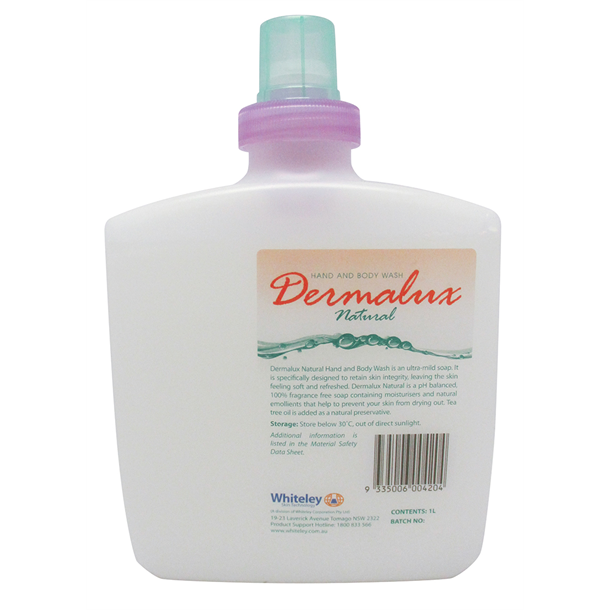Dermalux Natural Hand & Body Wash 1L Pod for Wall Dispensers