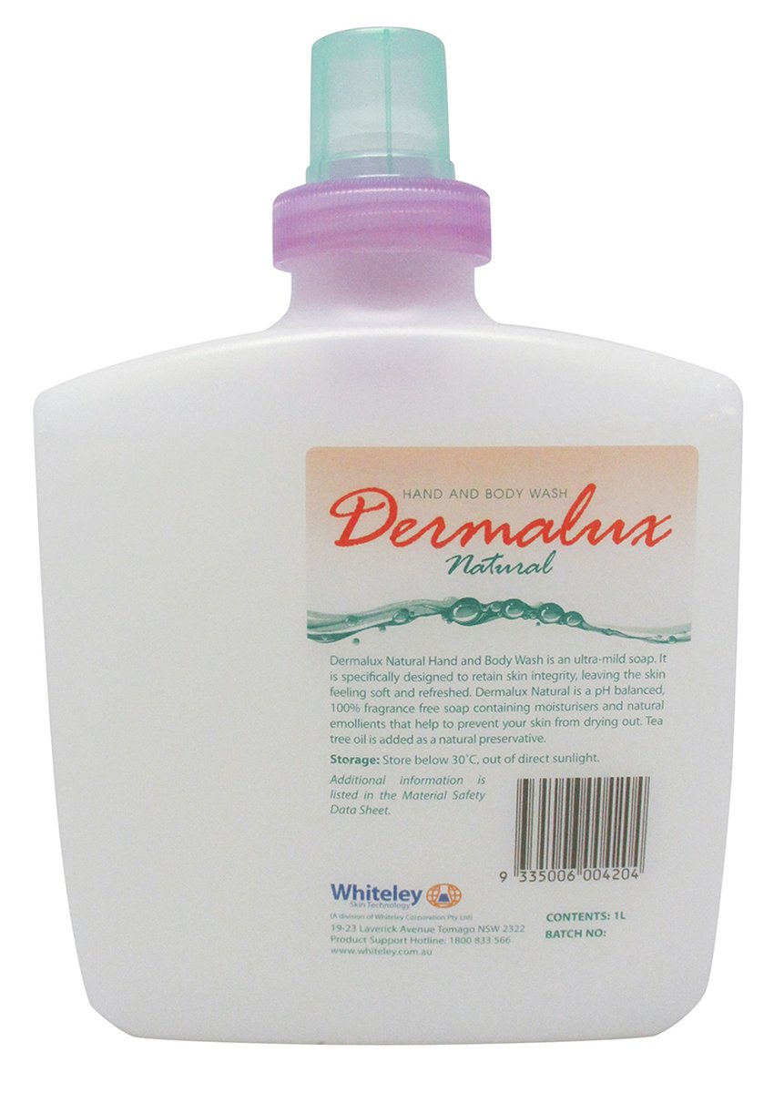 Dermalux Natural Hand & Body Wash 1L Pod for Wall Dispensers