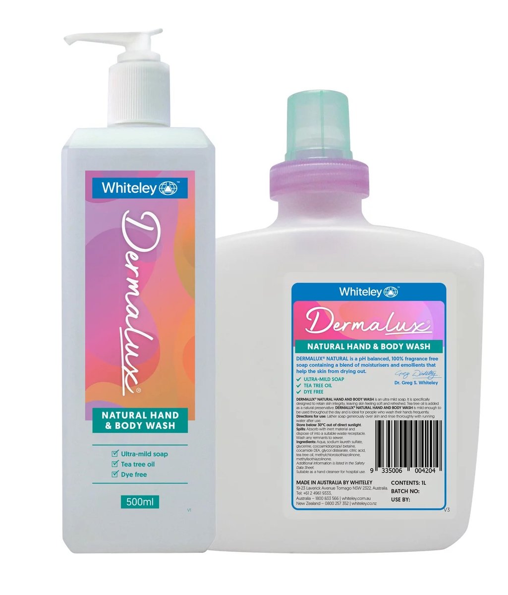 Dermalux Natural Hand & Body Wash 500ml Pump Pack