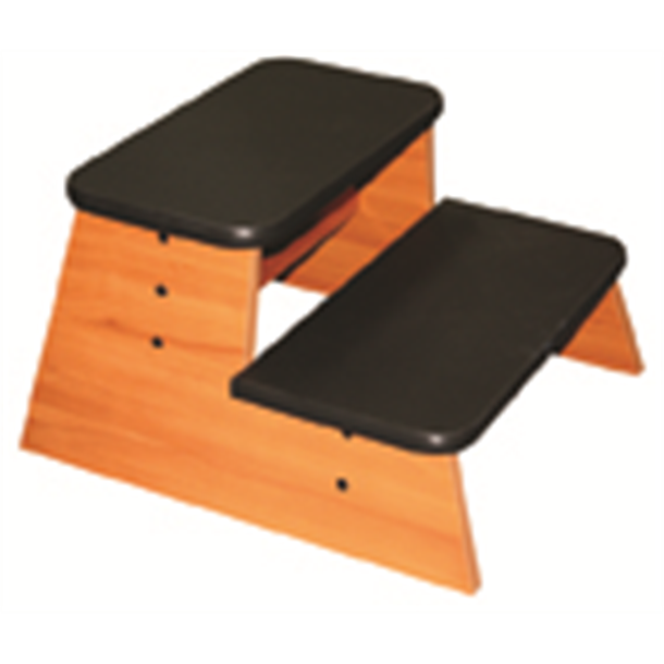 Double Step-up Wooden Stool with Black Top and Beech Melamine