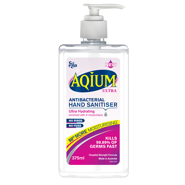 EGO Aqium Hand Sanitiser ULTRA 375ml Pump Pack with Moisturiser