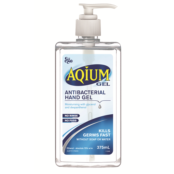 Ego Aqium Hand Gel Anti-Bacterial Pump Pack 375ml