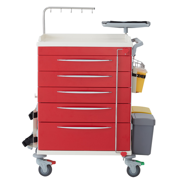 Emergency Trolley with Five Drawers and Accessories