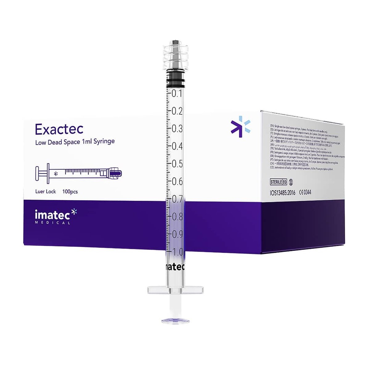 Exactec 1ml Luer Lock Low Dead Space Syringe. Box of 100