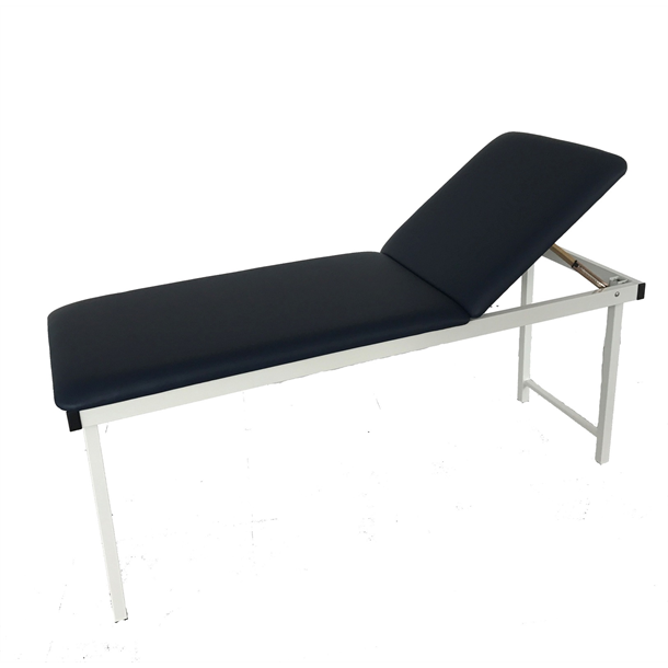 Fixed Height Two Section Exam Couch, Black Top & Grey Frame